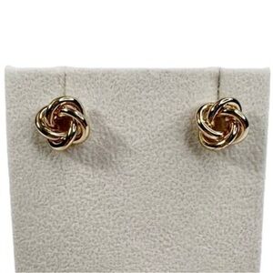 Gold Tone Classic Knotted Pierced Stud Earrings Simple